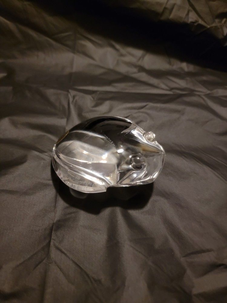 Vintage Art Glass Crystal Frog Paperweight. Sausa, Val St. Lambert. 2 Signatures. No chips. $25.00