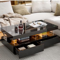 IKIFLY LED High Glossy Coffee Table, Modern Coffee Table