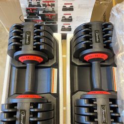 Funcode Adjustable Dumbbell Pair Brand New In Boxes Each Dumbbell 6.6 Lbs 15 Lbs 25 Lbs 33 Lbs 44 Lbs $150 