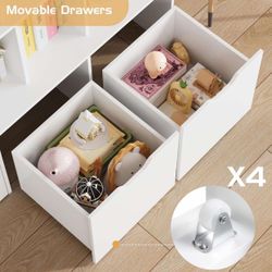 Toy Storage Organizer with Castle Roof, Large Kids Bookshelf Dollhouse with 3 Movable Drawers and 9 Storage Cubbies, Toy Organizers with 3-Tier Book R