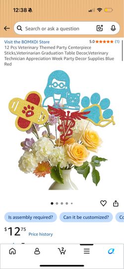12 Pcs Veterinary Themed Party Centerpiece Sticks,Veterinarian Graduation Table Decor, Veterinary Technician Appreciation Week Party Decor Supplies Bl