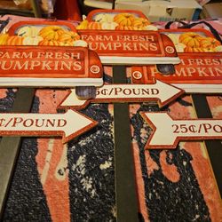 3 Thanksgiving/fall Yard Stakes