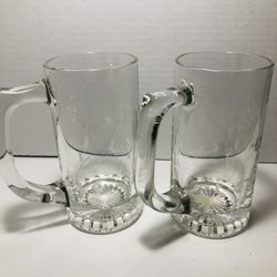 Vintage PRINCESS HOUSE Crystal Etched Mugs Set Of 2 Excellent Condition