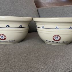 2 large mixing bowls Arm & Hammer stoneware