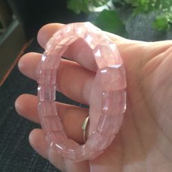 Squre Faceted Rose Quartz Bracelet