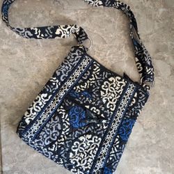 VERA BRADLEY TRIPLE ZIP CROSSBODY BAG - CANTERBURY COBALT - PREOWNED