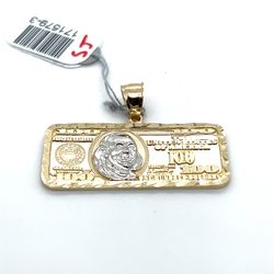 14kt  Gold Two Tone $100 Bill Pendant 3.60grams 171579 3