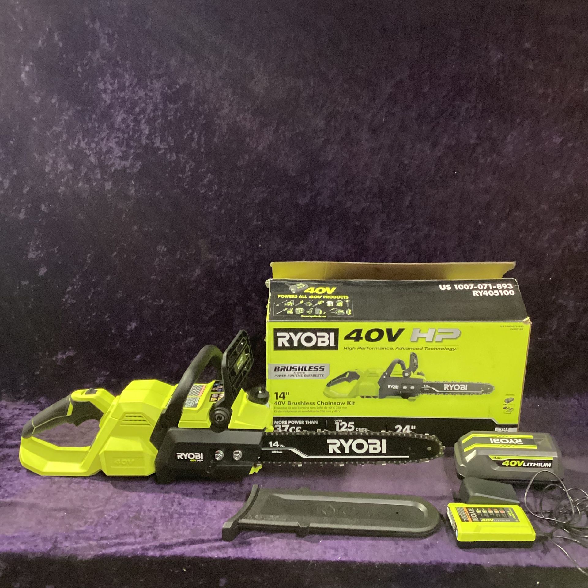 🛠🧰RYOBI 40V HP Brushless 14” Battery Chainsaw w/4.0Ah Battery & Charger-LIGHTLY USED!-$170!🧰🛠