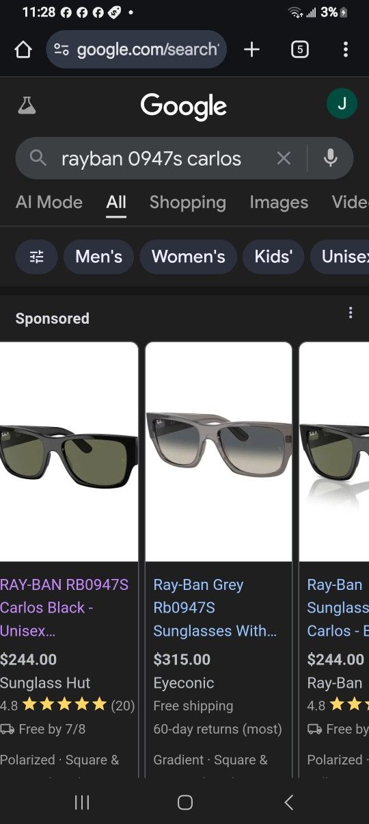 Rayban 0947s Carlos Polarized Sunglasses Retail $244