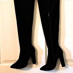 Velvet Thigh High Boots "Bamboo" (Size 7.5)