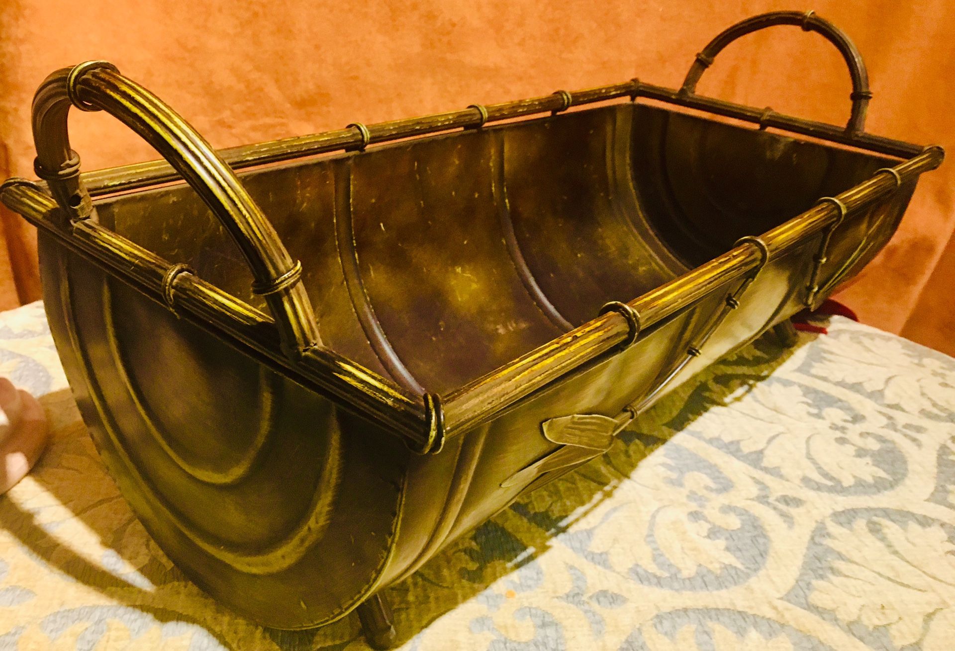 vintage style metal art pot plant holder L24xW11xH7(11)
