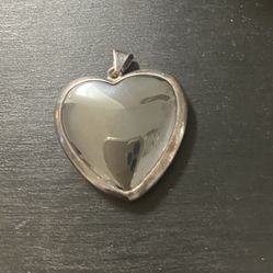 Vintage Heart Large Hematite Sterling Silver Mexico Pendant