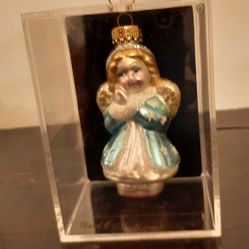 Vintage blown glass blonde angel ornament