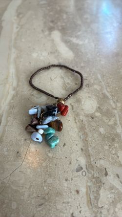 Beaded Bracelet with Mixed Stone Charm