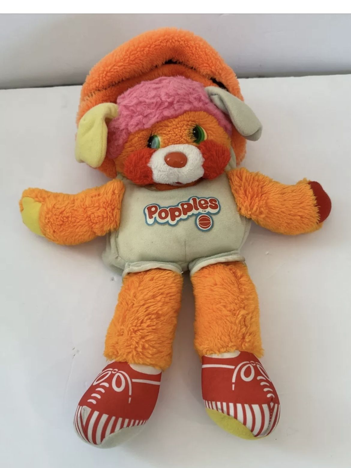 Popples 1986 vintage Dunker Basketball Orange 13" Plush Stuffed Animal Mattel