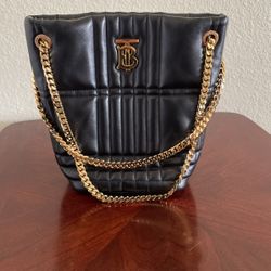 Burberry Bucket Tote Purse Lamb Skin Authentic 