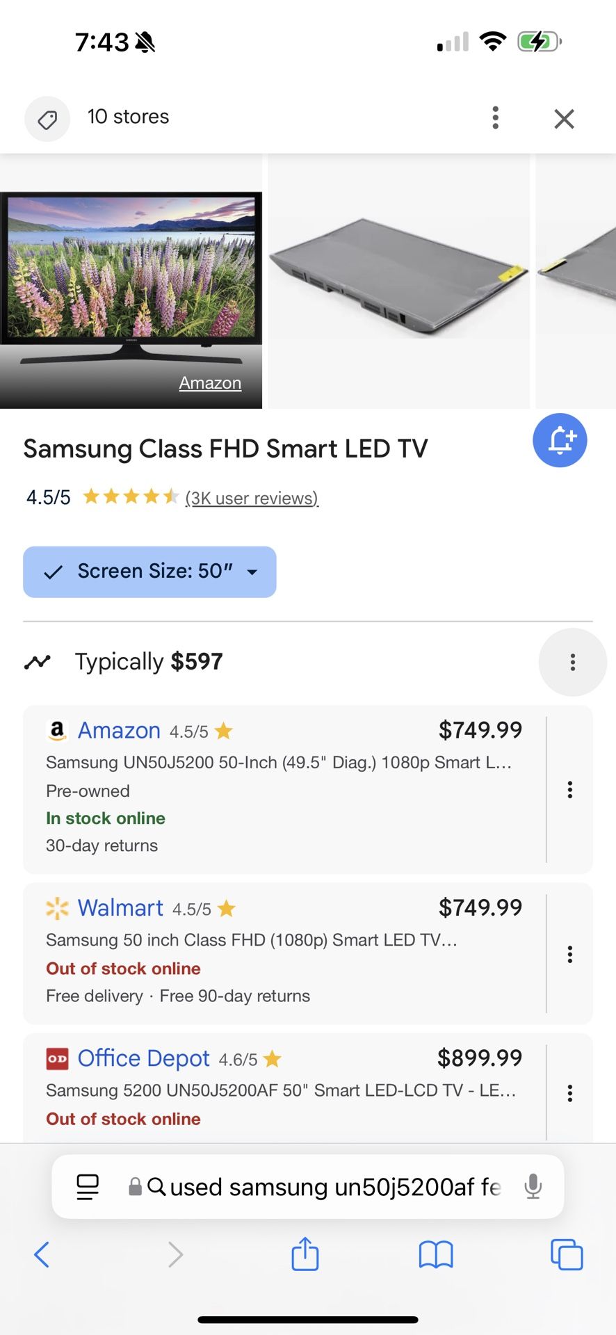 Samsung UN50J5200 50-Inch (49.5" Diag.) 1080p Smart LED TV