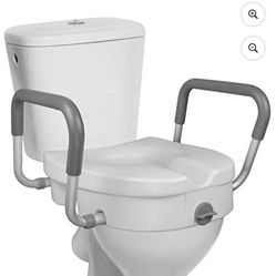 NEW OPEN BOX RMS 5" Universal Elevated Toilet Seat w/ Adjustable Padded Arms