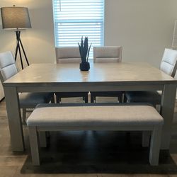 Living Spaces Dining Table (CHAIRS NOT INCLUDED) Minor Finish Repair Needed (OFFERS ACCEPTED)