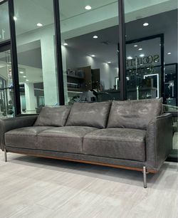 Modani Gray Leather Couch