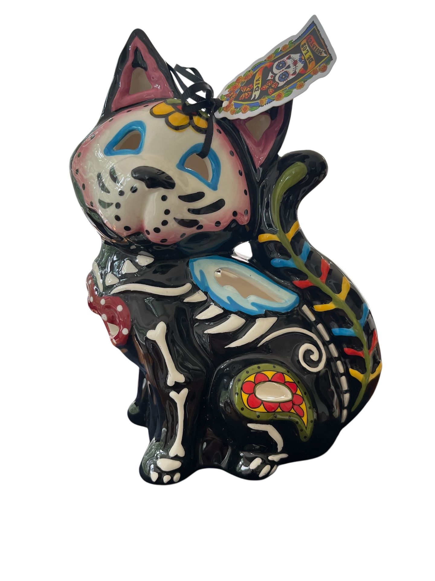 Blue Sky Clayworks Day Of The Dead Cat Tea Light Holder New