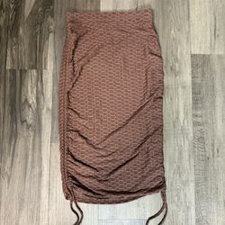 Chic Textured Brown Pencil Skirt