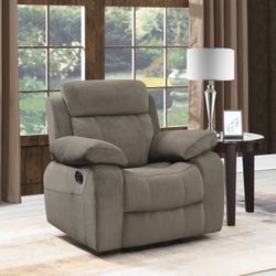 Brand New Mocha Velvet Glider Reclining Chair