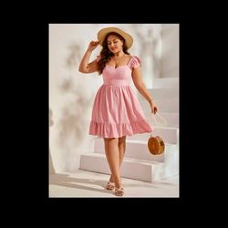 Cute Pink Ruffle Hem Dress