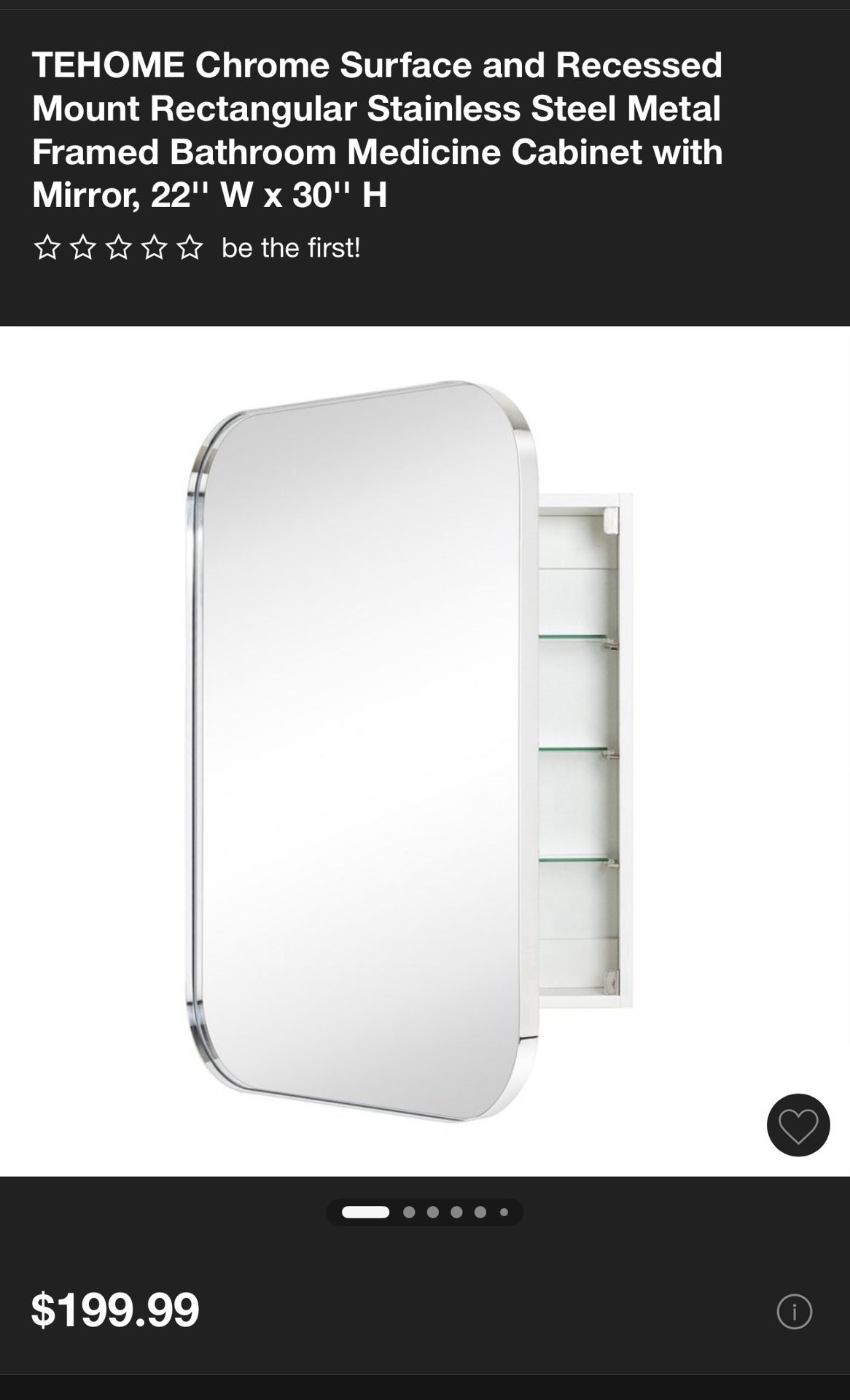 Mid-Century 22 in. W x 30 in. H Rectangular Stainless Steel Framed Wall Mounted Bathroom Vanity Mirror in Chrome