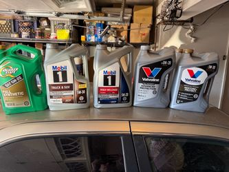 Synthetic Motor Oil 5 quart jug   Castrol, Valvoline, Mobil 1, Quaker State New and sealed Price is for one 5 quart jug