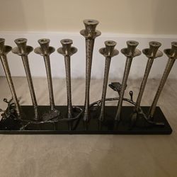 Michael Aram Black Orchid Hanukkah Menorah Nickel And Black Granite 9 Branch