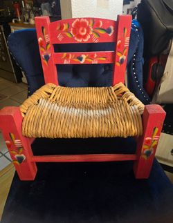 Hand-Painted Mexican Folk Art Mini Wooden Chair