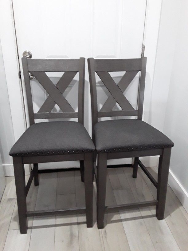 2 Gray Stools 24 Inches Height Seat