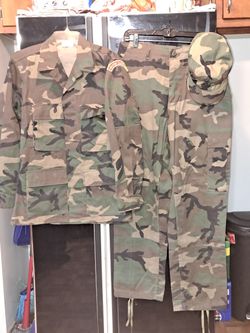 Complete Woodland Military Cleveland Marines Battle Dress W/ Cap & Sargeant Pin