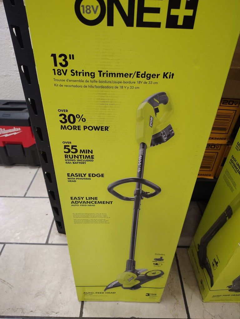 Ryobi 13 In Strung Trimmer/Edger Kit With Battery And Charger