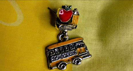 School Bus Enamel Dangle Pin Brooch