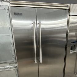Viking Stainless Steel Side By Side 48” Built In Refrigerator 