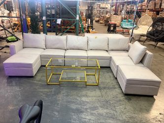 New 9 pcs Modular Sectional Sofa with storage and Glass Coffee table