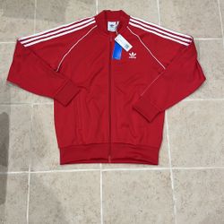 Men’s Adidas Red and White Varsity Bomber Jacket