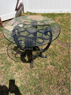 Nice Wrought Iron Table with Glass Top
