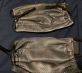 5 Black Metallic and 5 white Fabric Face Masks – Set of 2