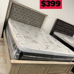 Queen Size Bed Frame With Mattress And Box Spring Include 
