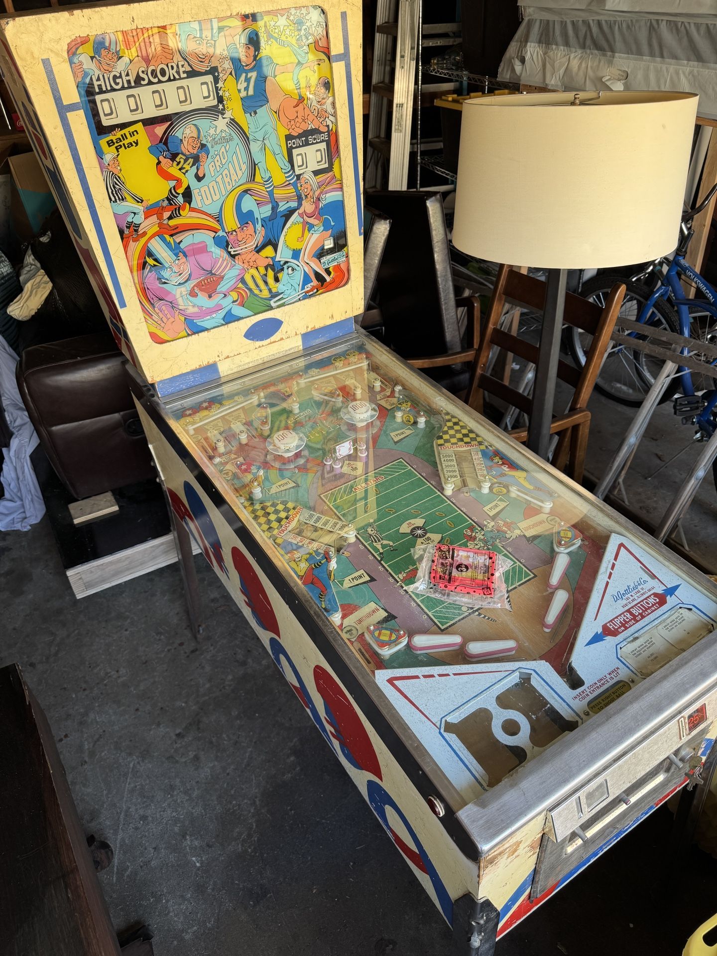 Vintage 1973 Pinball Machine Football