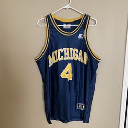 Vintage Starter Michigan Wolverines C. Webber 4 Men Large Jersey. Good Condition