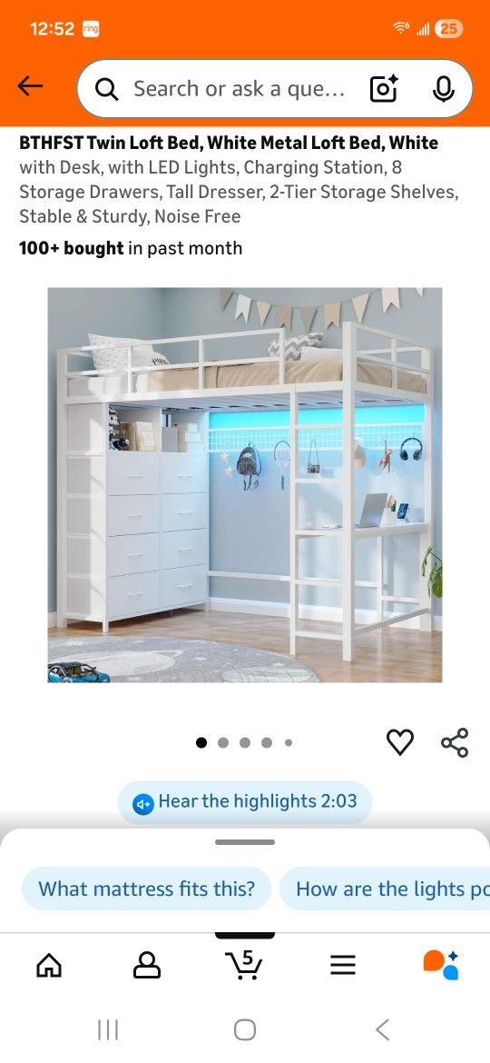 2 Loft Metal Twin Beds With Storage