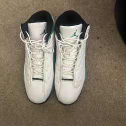 Jordan 13s White Lucky Green