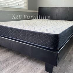 California King Size Expresso Bed With Orthopedic Mattress 