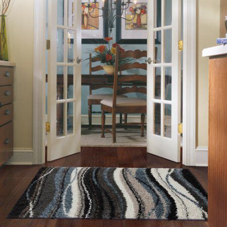 Brand new shag woven rug size 5x7 nice blue carpet