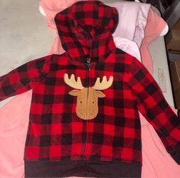 Kids Plaid Moose Zip-Up Hoodie