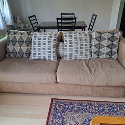 Faux Leather Sofa - 3 seater 4 Square Pillow  1 Horizontal Pillow